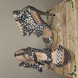 Black and white high heels